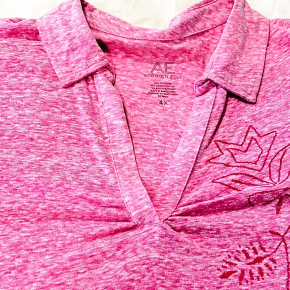 NEW PHOTOS! POLO TOP, SHORT SLEEVE, FUSCHIA, SIZE 4X, POLYESTER/COTTON/RAYON, - Picture 2 of 10
